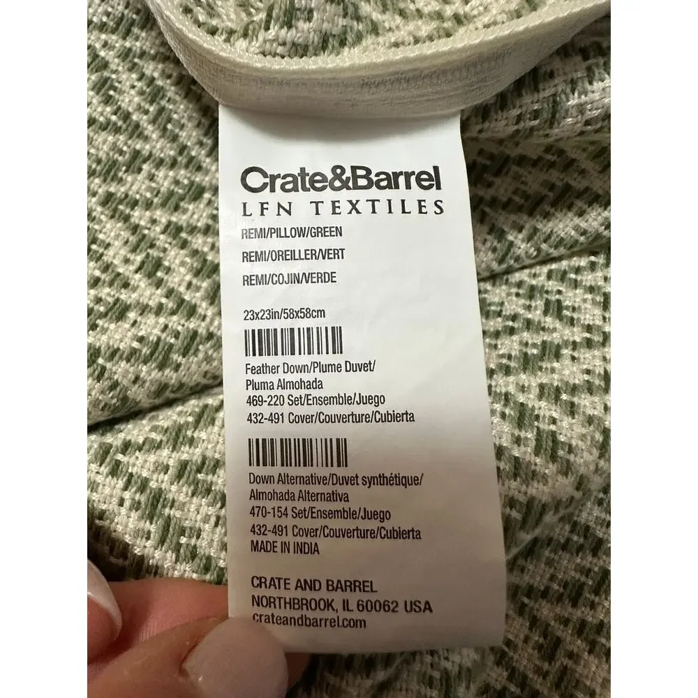 Crate and Barrel green chevron accent pillow cases set of 2